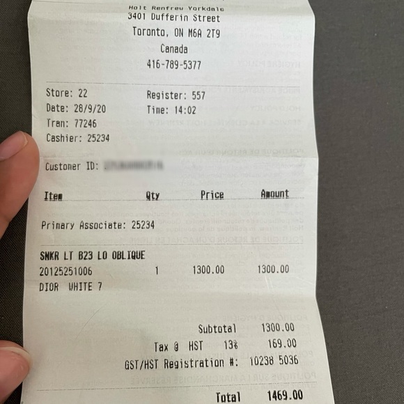 Dior sneaker receipt - Picture 1 of 1